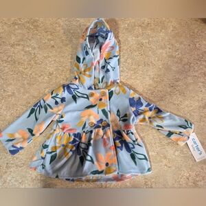 Carter's Floral Hooded Girls Jacket - Blue and Orange